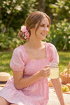 Oversized Organza Scrunchie with Charms - Pink