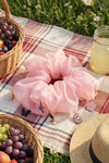 Oversized Organza Scrunchie with Charms - Pink