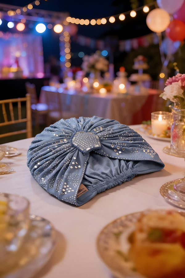 Blue Mirage Silver Crystal Headwrap
