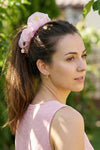 Oversized Organza Scrunchie with Charms - Pink