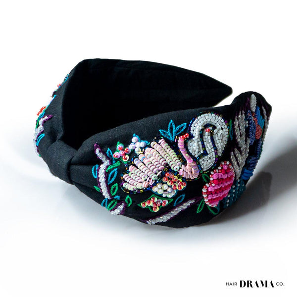 Swan Knotted Headband - Black