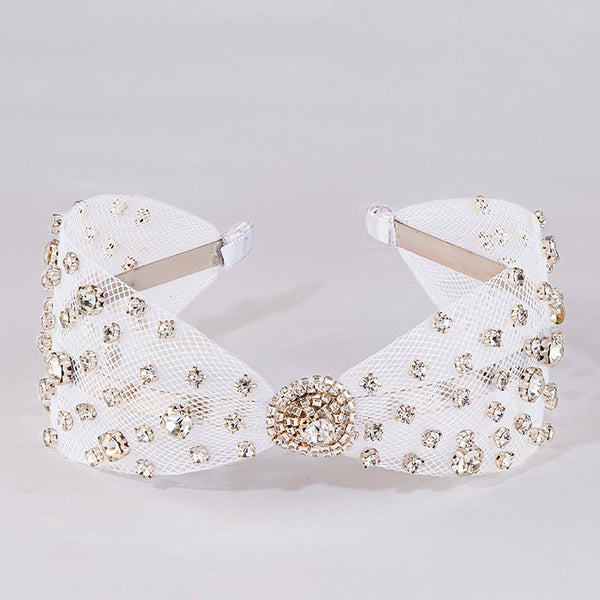 Crystal Mesh Knotted Hair Band - White