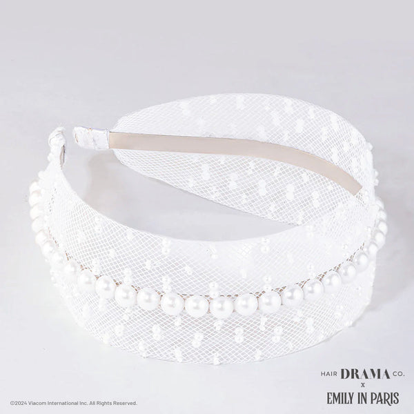 Pearl Mesh Hair Band - White