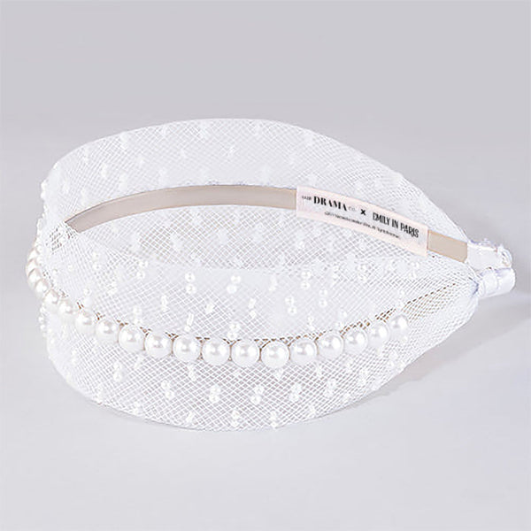Pearl Mesh Hair Band - White