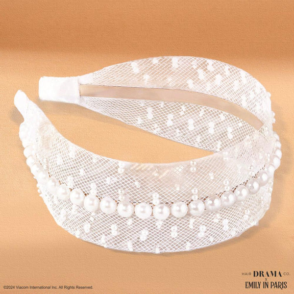 Pearl Mesh Hair Band - White