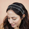 Crystal & Pearl Mesh Hair Band - Black