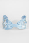 Flora Embellished Knotted Hair Band - Blue
