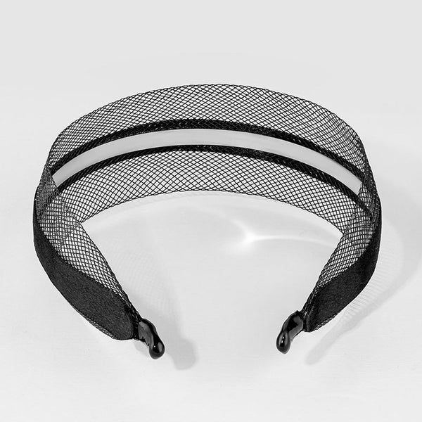 Mesh Hair Band with Ribbon - Black