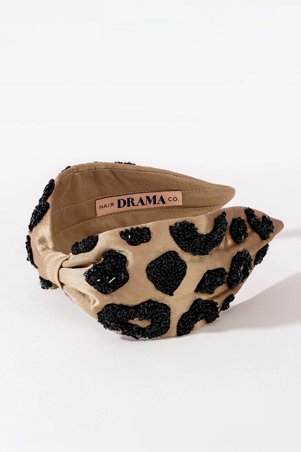 Lea Noir Embellished Knotted Hair Band