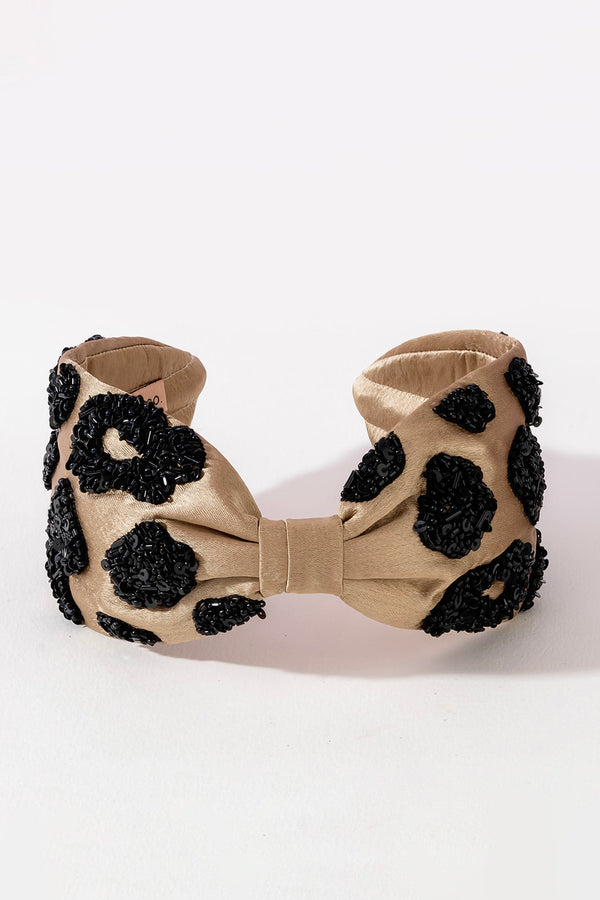 Lea Noir Embellished Knotted Hair Band