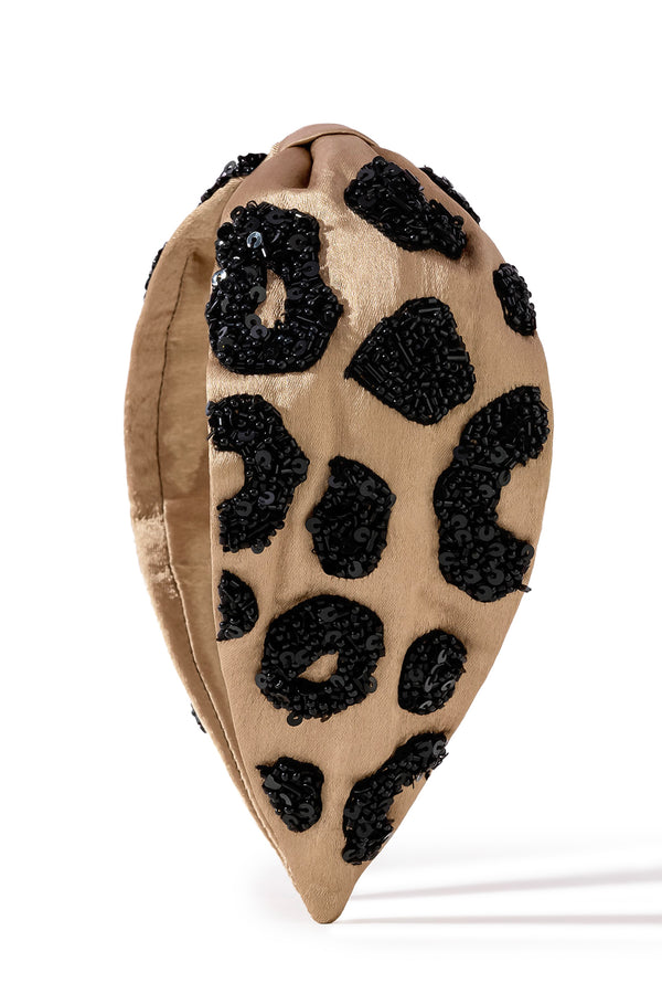 Lea Noir Embellished Knotted Hair Band