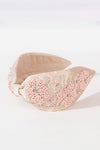 Peony Embellished Knotted Hair Band - Pink