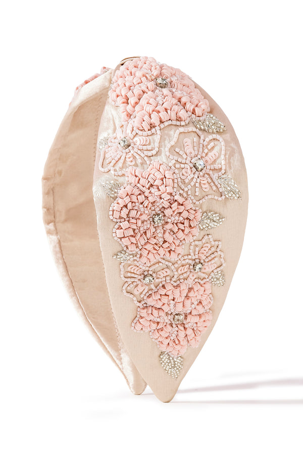 Peony Embellished Knotted Hair Band - Pink