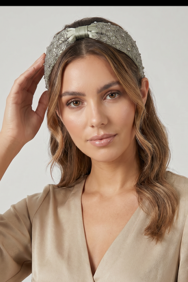 Sage Sparkle Embellished Headband