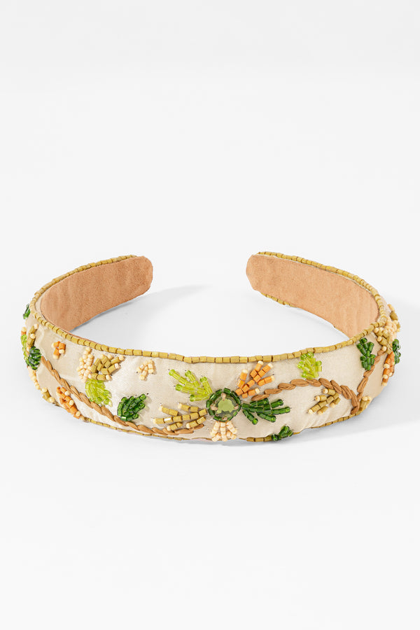 Golden Vine Embroidered Headband