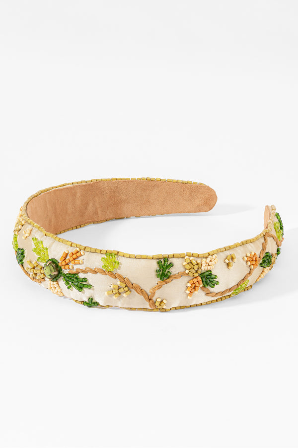 Golden Vine Embroidered Headband