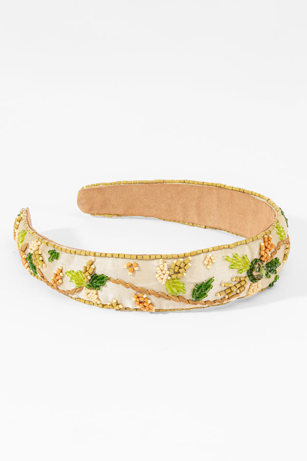 Golden Vine Embroidered Headband