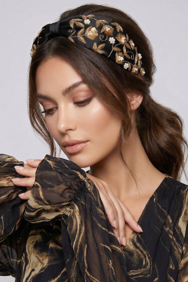 Midnight Bloom Embellished Headband