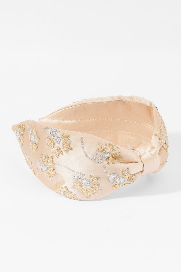 Champagne Bloom Embroidered Headband