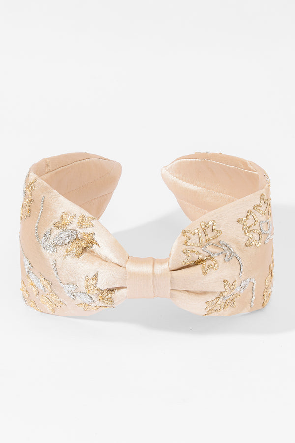 Champagne Bloom Embroidered Headband