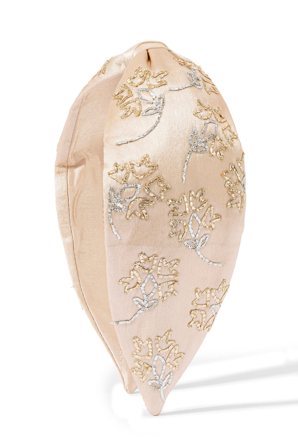 Champagne Bloom Embroidered Headband