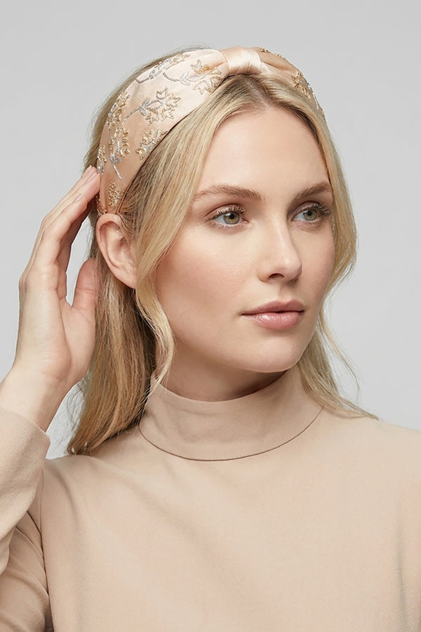 Champagne Bloom Embroidered Headband