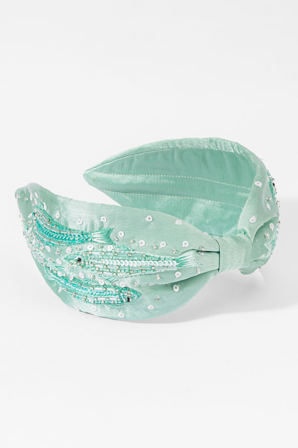 Sardine Embroidered Knotted Headband