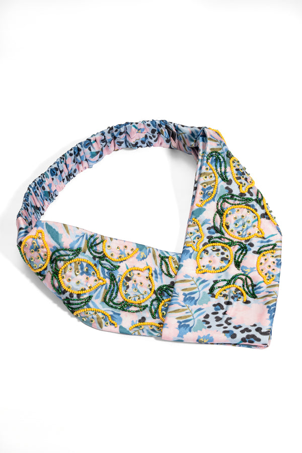 Tropical Knotted Headband - Blue