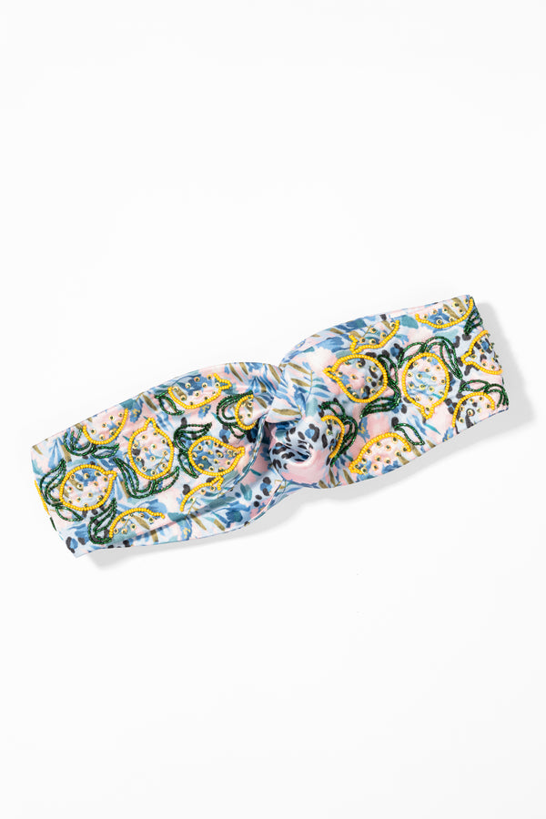 Tropical Knotted Headband - Blue