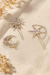 Set of 3 Celestia Crystal Hair Pins -Gold