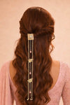 Gold Plated Shell Hair Braid with Pink Beads