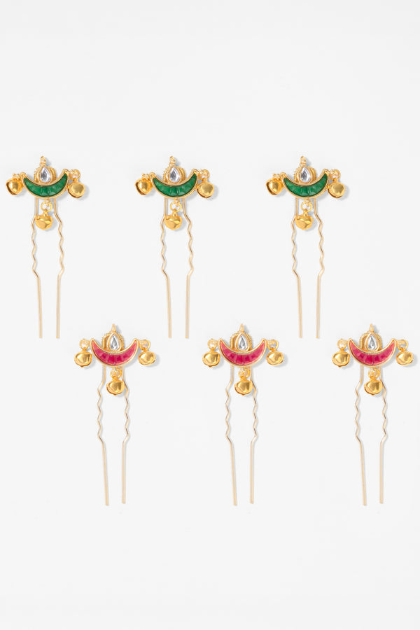 Meher Gold Hair Pins with bells