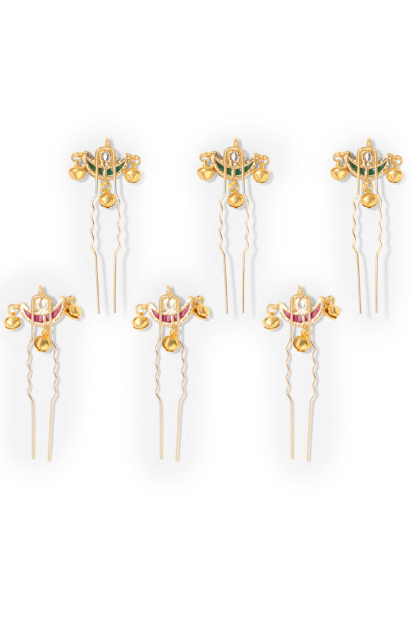 Meher Gold Hair Pins with bells
