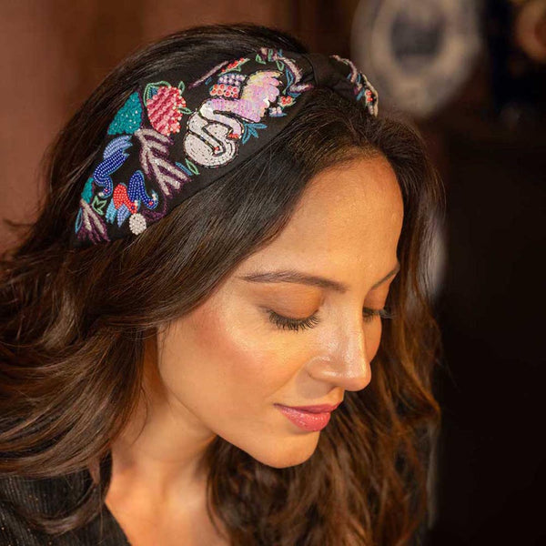 Swan Knotted Headband - Black
