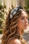 Flora Embellished Knotted Hair Band - Black