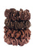 Luxury silk Scrunchies Set of 4 with Free Pouch - Brown Crystal Gift Set