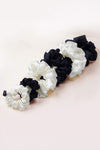 Black & White Silk Satin Scrunchies - Set of 6