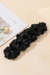 Black Silk Satin Scrunchies - Set of 6