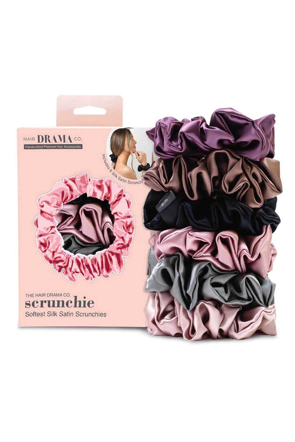 Pastel Silk Satin Scrunchies - Set of 6