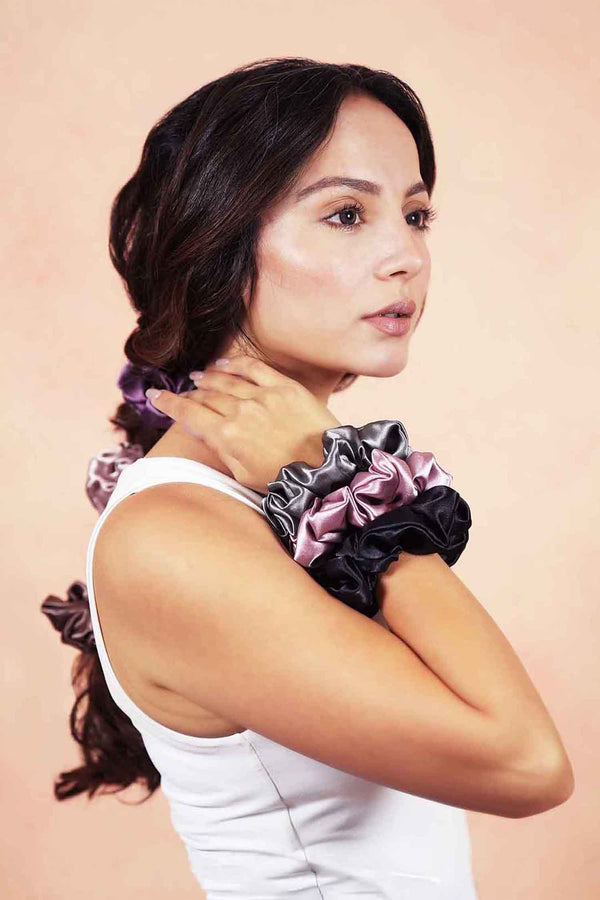 Pastel Silk Satin Scrunchies - Set of 6