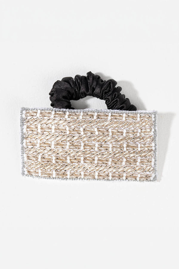 Embellished Ponytail Holder - Silver