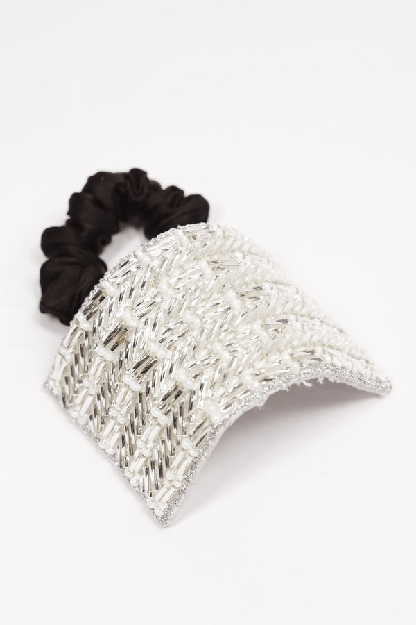 Embellished Ponytail Holder - Silver