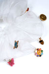 Oversized Organza Scrunchie with Charms - White