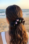 Oversized Organza Scrunchie with Charms - Black