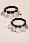 Silver Metal Coin Hair Ties - Set of 2