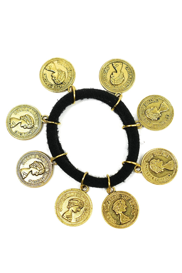 Gold Metal Coin Hair Ties - Set of 2