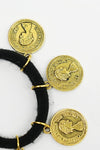 Gold Metal Coin Hair Ties - Set of 2