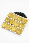 Embellished Coin Ponytail Holder - Gold