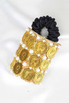 Embellished Coin Ponytail Holder - Gold