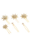 Celeste Crystal U Hair Pins - Set of 6 - Gold